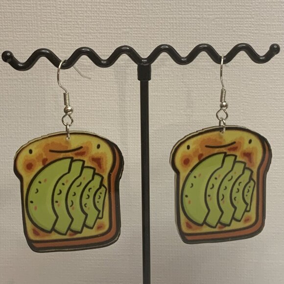 Avocado Earring, Toast Earring, Funny Food Earring, Gift Idea, Cinco De Mayo - Picture 3 of 6